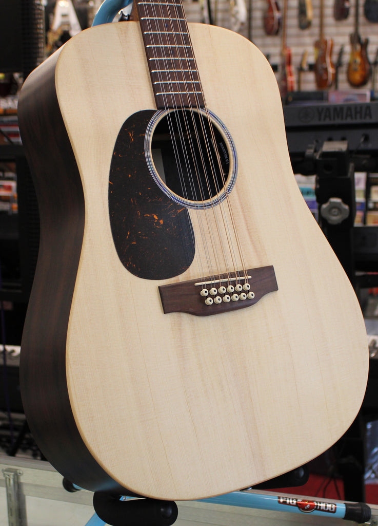 Martin X-Series DX-2E 12 Left Handed HPL Brazilian Rosewood Acoustic Electric 12 String Guitar Natural w/Gigbag