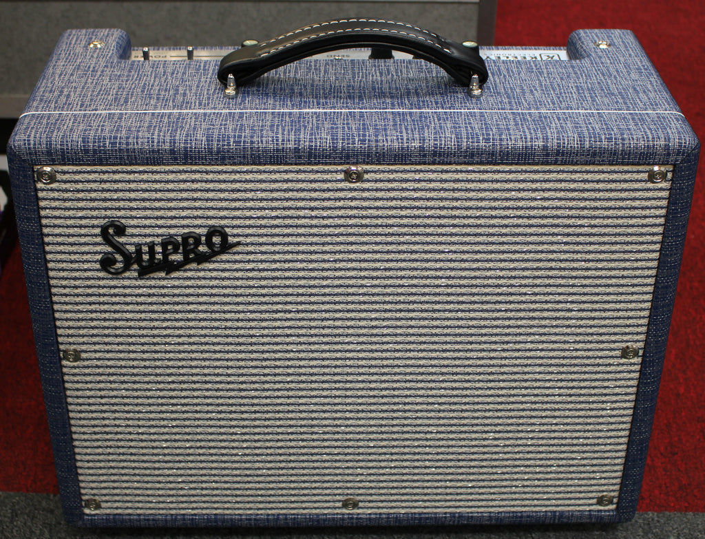 Supro 1970RK Keeley Custom 10 25 Watt Tube Guitar Combo Amp Blue