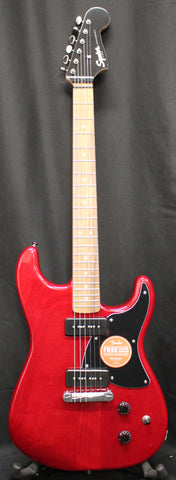 Squier Paranormal Strat-O-Sonic P-90 Electric Guitar Crimson Red Transparent