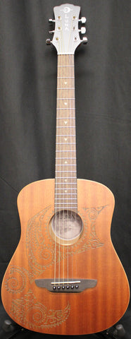Luna Safari Tattoo 3/4 Size Acoustic Guitar Natural w/Gigbag