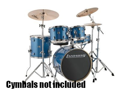 Ludwig Element Evolution 5 Piece Drums Set Blue Sparkle w/Hardware (No Cymbals)
