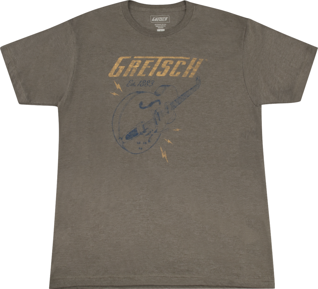 Gretsch Guitars Lightning Bolt T-Shirt Heather Military Green Medium