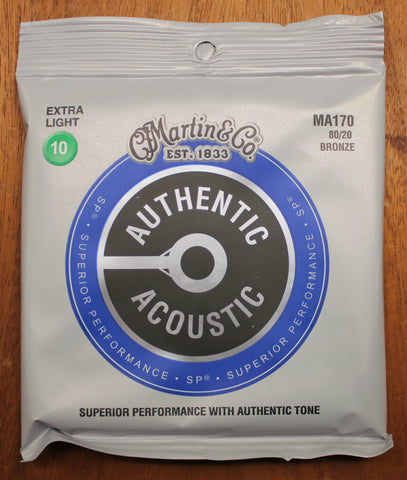 Martin Authentic SP Extra Light MA170 10-47 80/20 Bronze Acoustic Guitar Strings