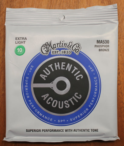 Martin Authentic SP Extra Light MA530 10-47 92/8 Phosphor Bronze Acoustic Guitar Strings