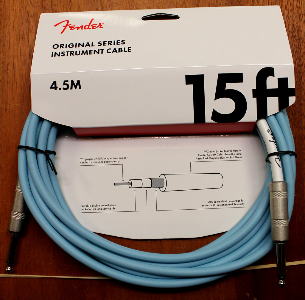 Fender Original Series Instrument 1/4 Inch Cable 15 Feet Daphne Blue