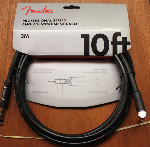 Fender Professional Instrument 1/4 Inch Cable Black 10 Feet Straight to Angled