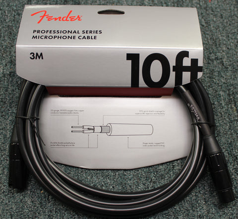 Fender Professional Microphone XLR Cable Black 10 Feet