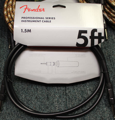 Fender Professional Instrument 1/4 Inch Cable Black 5 Feet