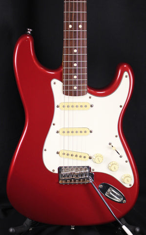 1992 Fender MIM Standard Stratocaster Vintage Tremolo Rosewood Fretboard Electric Guitar Crimson Red Metallic