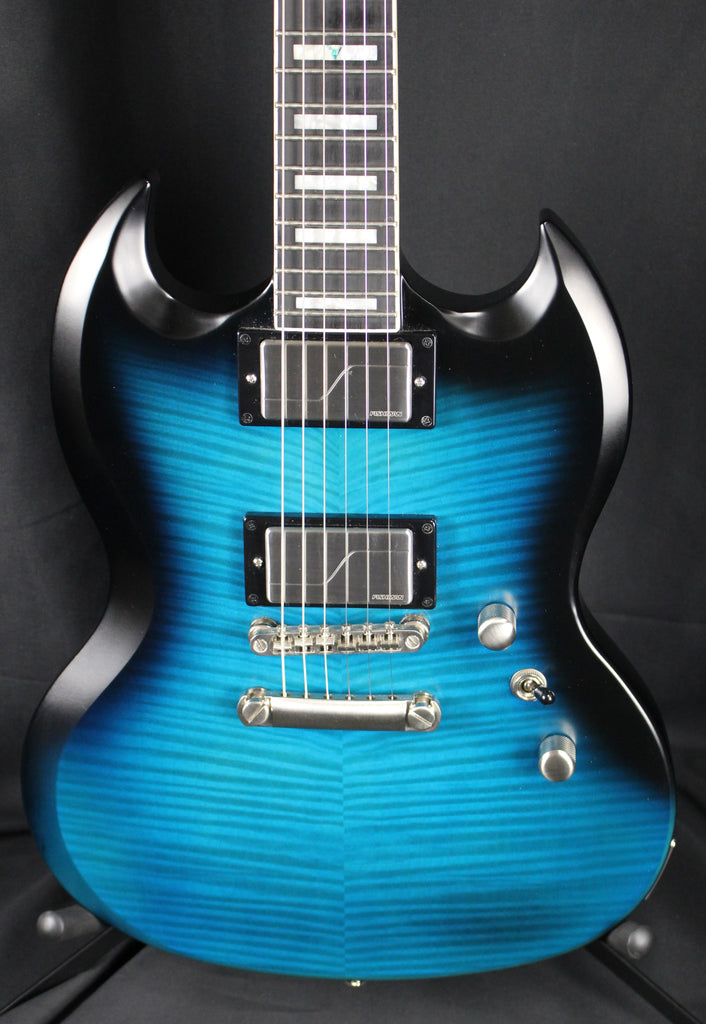 2021 Epiphone SG Prophecy Fishman Fluence Electric Guitar Blue Tiger Aged Gloss
