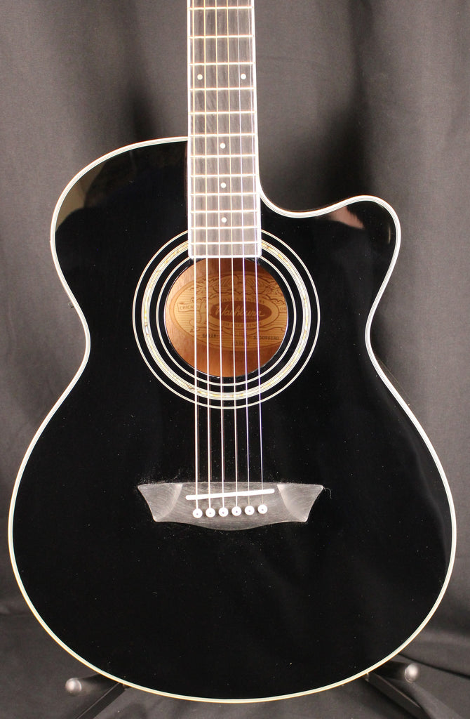 Washburn Festival EA12B Mini Jumbo Acoustic-Electric Guitar Black