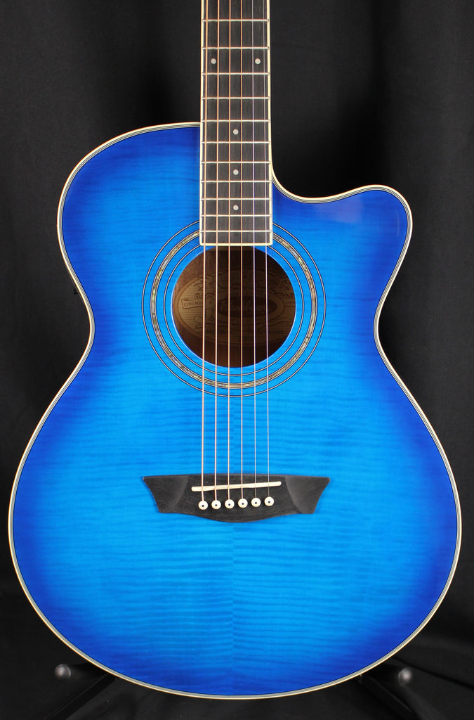 Washburn Festival EA15 Mini Jumbo Acoustic-Electric Guitar Transparent Blue