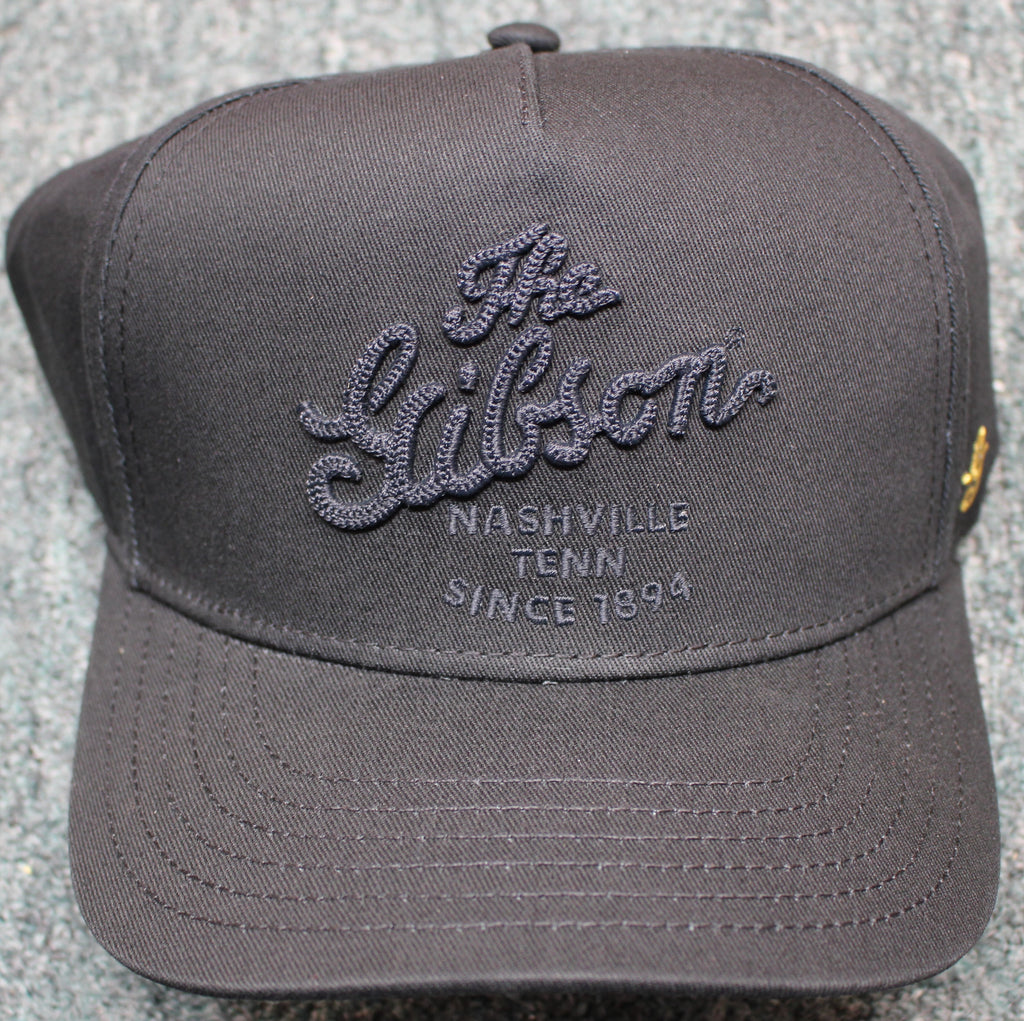 Gibson Script Logo Structured Snapback Hat Black
