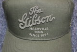 Gibson Script Logo Structured Snapback Hat Olive
