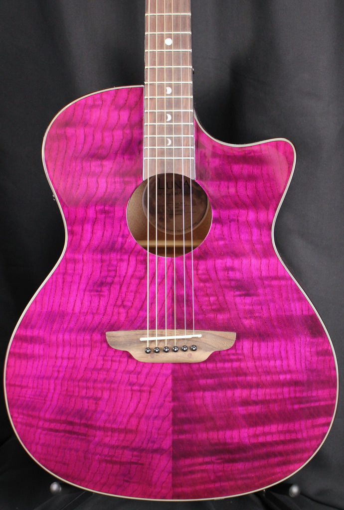 Luna Gypsy Quilt Ash Acoustic Electric Guitar Transparent Purple
