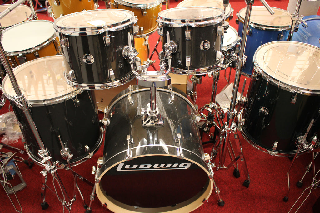 Ludwig Element Evolution 5 Piece Drums Set Black Sparkle w/Hardware (No Cymbals)
