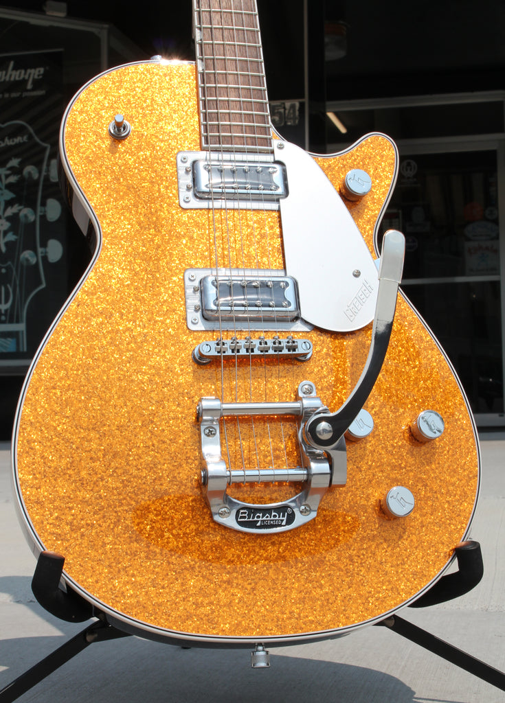 2025 Gretsch G5230T Electromatic Sparkle Jet FT Bigsby Electric Guitar Gold Sparkle