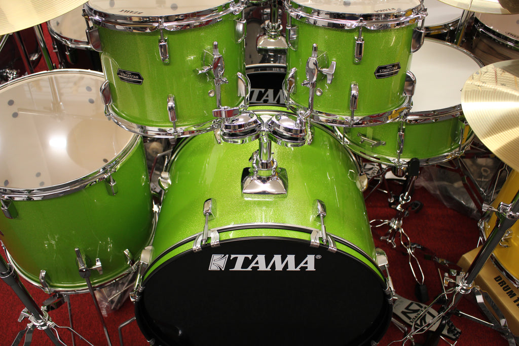 Tama Stagestar ST52H5C 5 Piece Drums Set w/Hardware & Cymbals Lime Green Sparkle