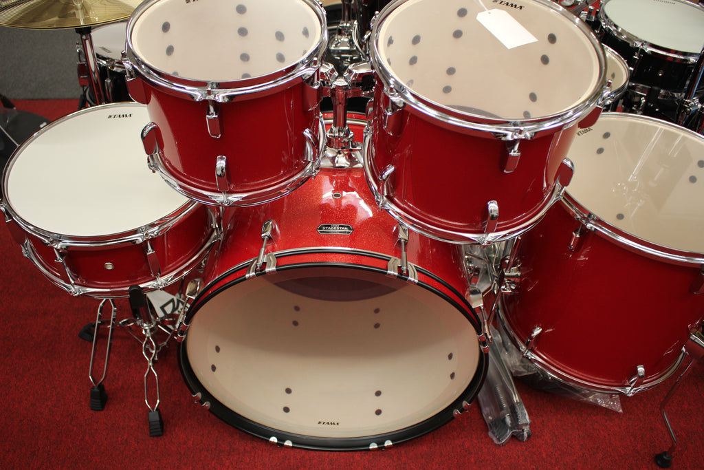 Tama Stagestar ST52H5C 5 Piece Drums Set w/Hardware & Cymbals Candy Red Sparkle