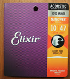 Elixir Acoustic 80/20 Bronze Extra Light 10-47 Nanoweb Guitar String Set