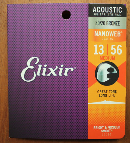 Elixir Acoustic 80/20 Bronze Medium 13-56 Nanoweb Guitar String Set