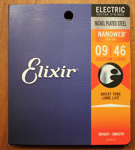 Elixir Electric Nickel Plated Steel Custom Light 09-46 Nanoweb Guitar String Set