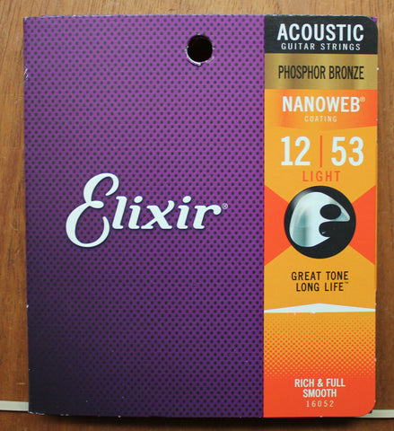 Elixir Acoustic Phosphor Bronze Light 12-53 Nanoweb Guitar String Set