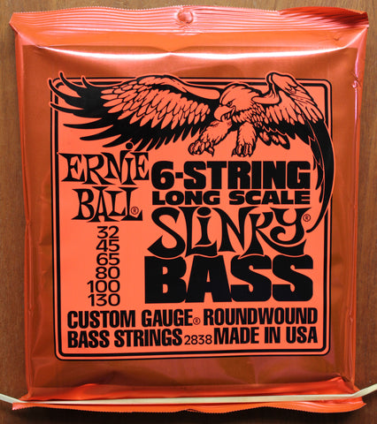 Ernie Ball Long Scale 6 String Slinky 32-130 Nickel Wound Electric Bass Guitar Strings Set