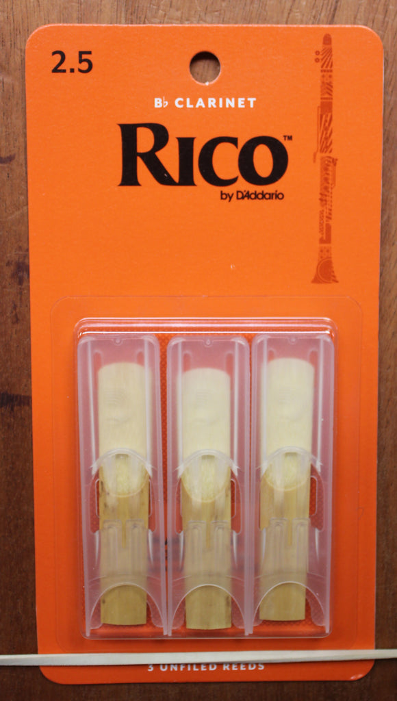 Rico Bb Clarinet Reeds 2.5 Strength 3 Pack