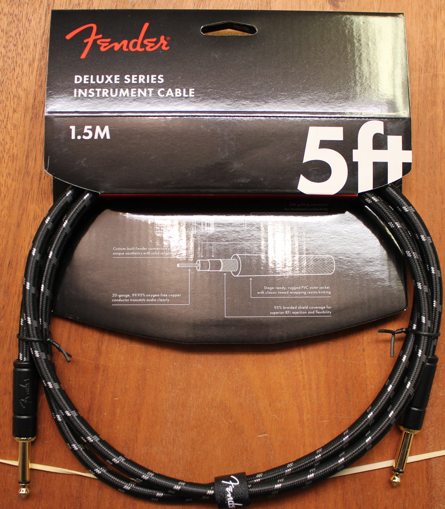 Fender Deluxe Series Instrument 1/4 Inch Cable Black Tweed 5 Feet