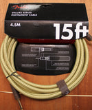 Fender Deluxe Series Instrument 1/4 Inch Cable Tweed 15 Feet