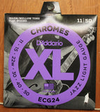 D'Addario ECG24 XL Chromes Jazz Light 11-50 Flat Wound Electric Guitar String Set