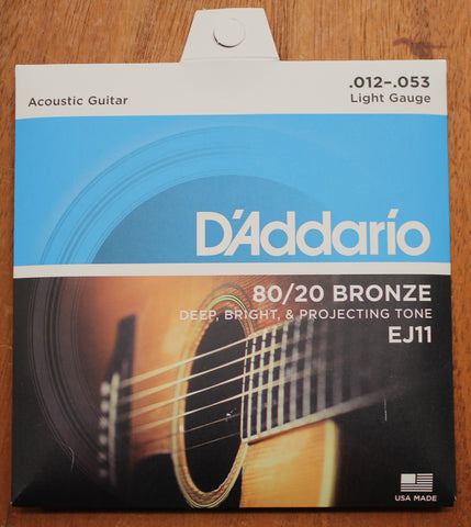 D'Addario EJ11 Light 12-53 80/20 Bronze Acoustic Guitar String Set