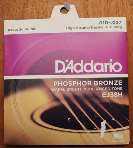 D'Addario EJ38H 10-27 High Strung Nashville Phosphor Bronze Acoustic Guitar String Set