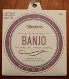 D'Addario EJ60+ Light Plus 5 String Banjo Nickel Plated Steel Strings