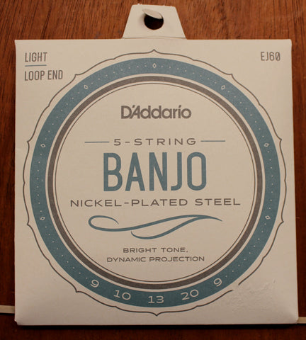 D'Addario EJ60 Light 5 String Banjo Nickel Plated Steel Strings