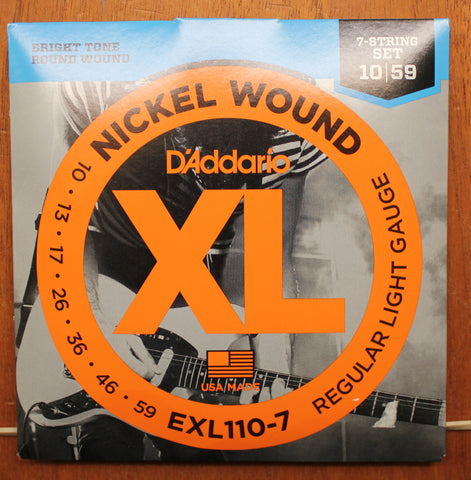 D'Addario EXL110-7 Regular Light 10-59 7 String Nickel Wound Electric Guitar String Set
