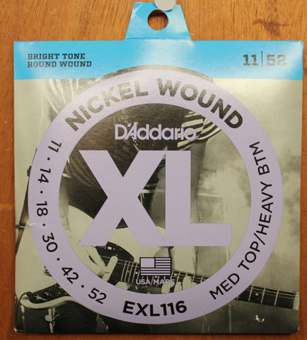 D'Addario EXL116 Med Top/Heavy BTM 11-52 Nickel Wound Electric Guitar String Set