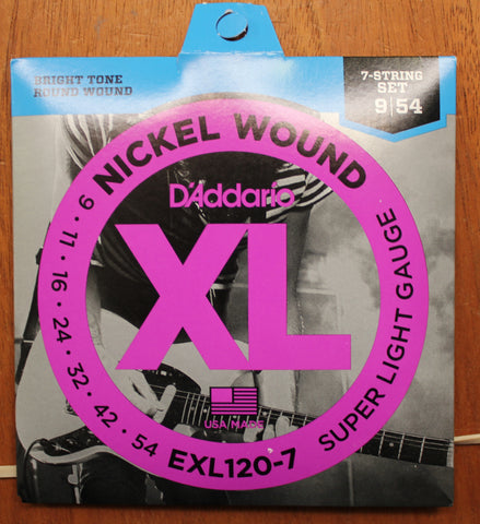 D'Addario EXL120-7 Super Light 09-54 7 String Nickel Wound Electric Guitar String Set