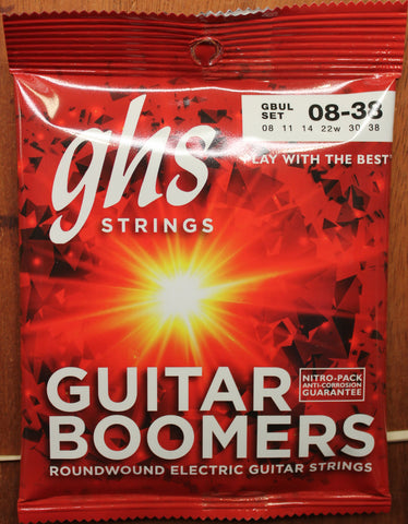 GHS Boomers 6 String Nickel Plated Steel Electric Guitar Strings - Ultra Light 8-38