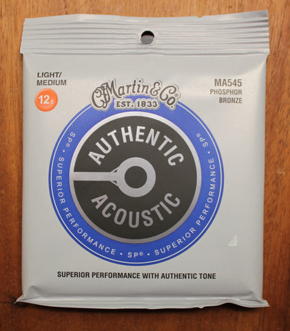Martin Authentic SP Light/Medium MA545 12.5-55 92/8 Phosphor Bronze Acoustic Guitar Strings