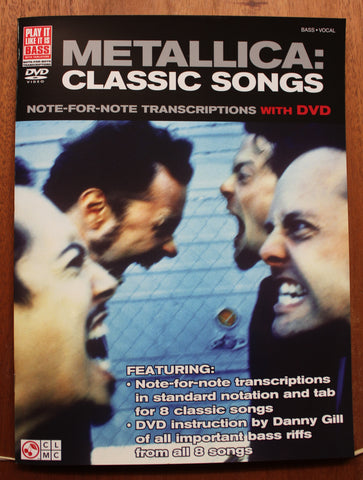 Metallica: Classic Songs for Bass Note-for-Note Transcriptions with DVD Bass TAB Songbook