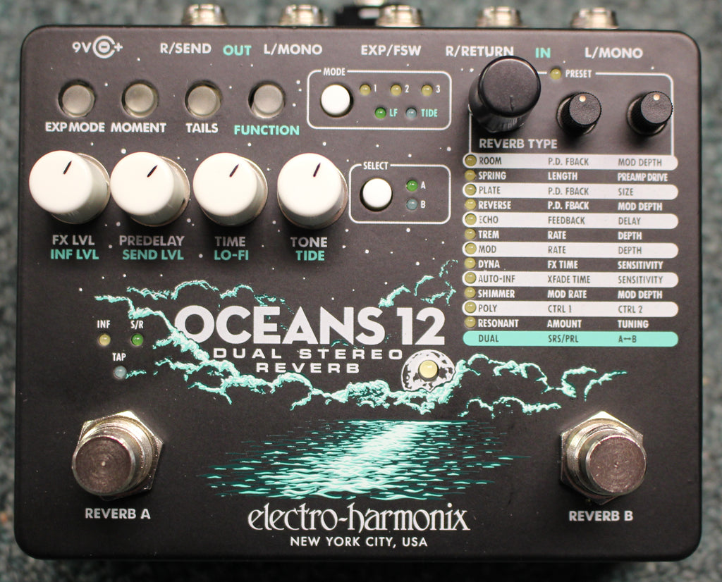 ocean reverb pedal Electro-Harmonix Oceans 12 Dual-Stereo Reverb Effects Pedal w/Box – Dr. Guitar Music