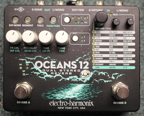 Electro-Harmonix Oceans 12 Dual-Stereo Reverb Effects Pedal w/Box