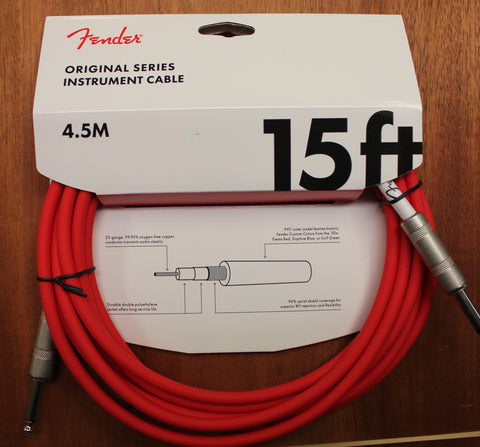 Fender Original Series Instrument 1/4 Inch Cable 15 Feet Fiesta Red