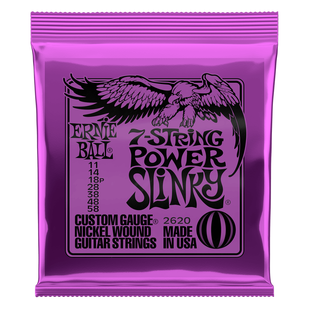 Ernie Ball Power Slinky 11-58 7 String Nickel Wound Electric Guitar Strings Set