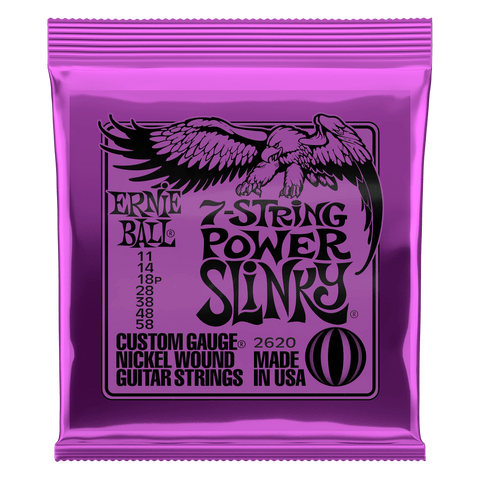 Ernie Ball Power Slinky 11-58 7 String Nickel Wound Electric Guitar Strings Set