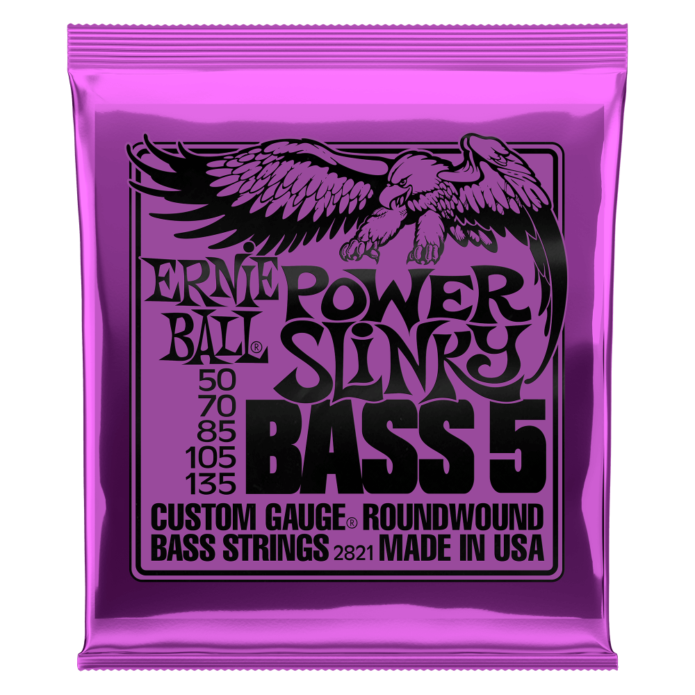 Ernie Ball Power Slinky 55-135 5 String Nickel Wound Electric Bass Guitar Strings Set