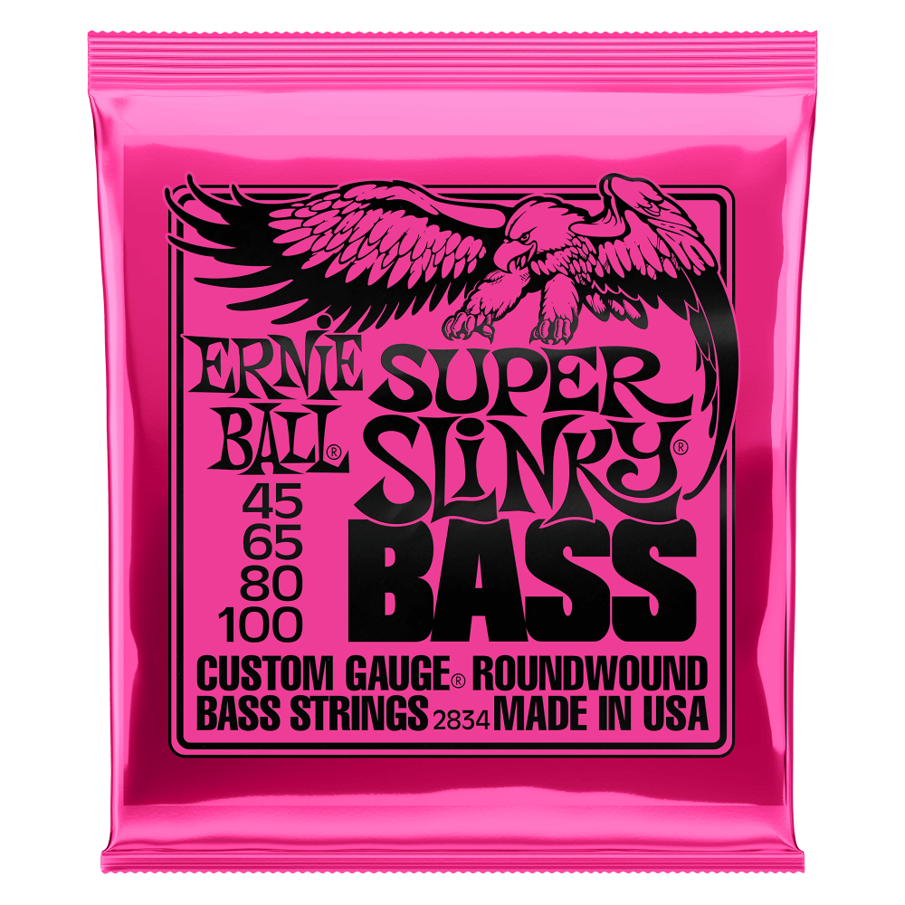 Ernie Ball Super Slinky 45-100 4 String Nickel Wound Electric Bass Guitar Strings Set