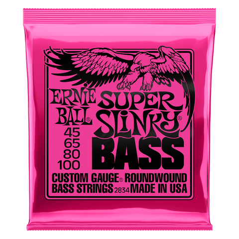 Ernie Ball Super Slinky 45-100 4 String Nickel Wound Electric Bass Guitar Strings Set